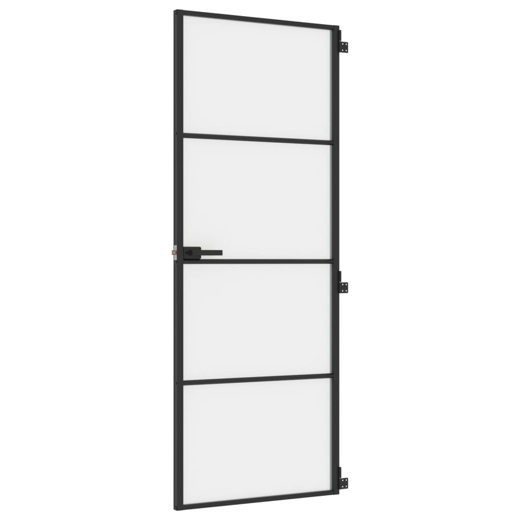 vidaXL Porta per Interni Nera 76x201,5cm Vetro Temperato e Alluminio