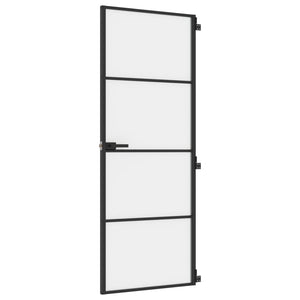 vidaXL Porta per Interni Nera 76x201,5cm Vetro Temperato e Alluminio