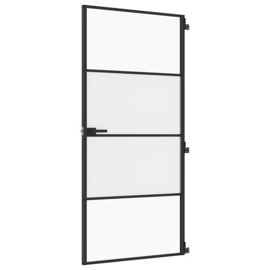 vidaXL Porta Interni Sottile Nera 93x201,5cm Vetro Temperato Alluminio