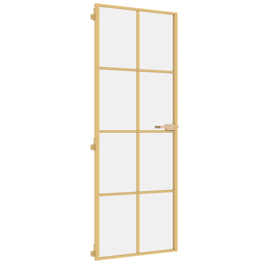 vidaXL Porta Interni Sottile Oro 76x201,5cm Vetro Temperato Alluminio