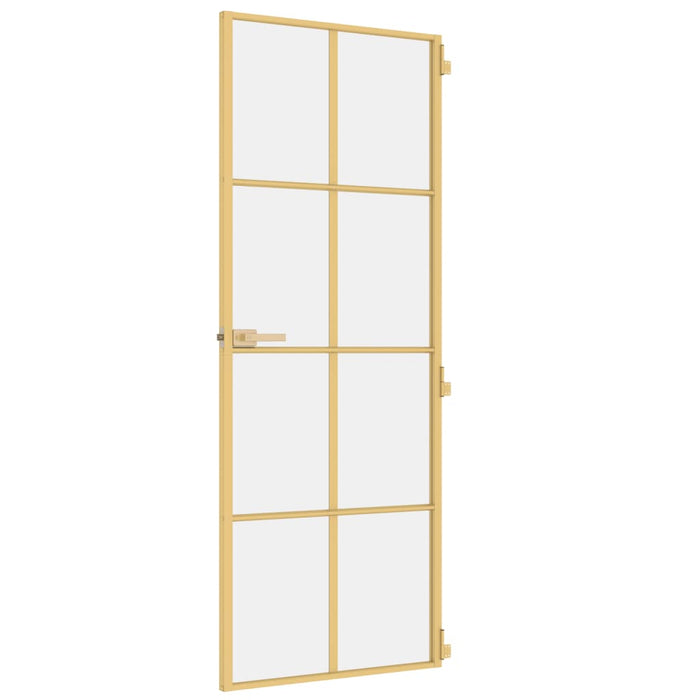 vidaXL Porta Interni Sottile Oro 76x201,5cm Vetro Temperato Alluminio