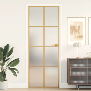 vidaXL Porta Interni Sottile Oro 76x201,5cm Vetro Temperato Alluminio