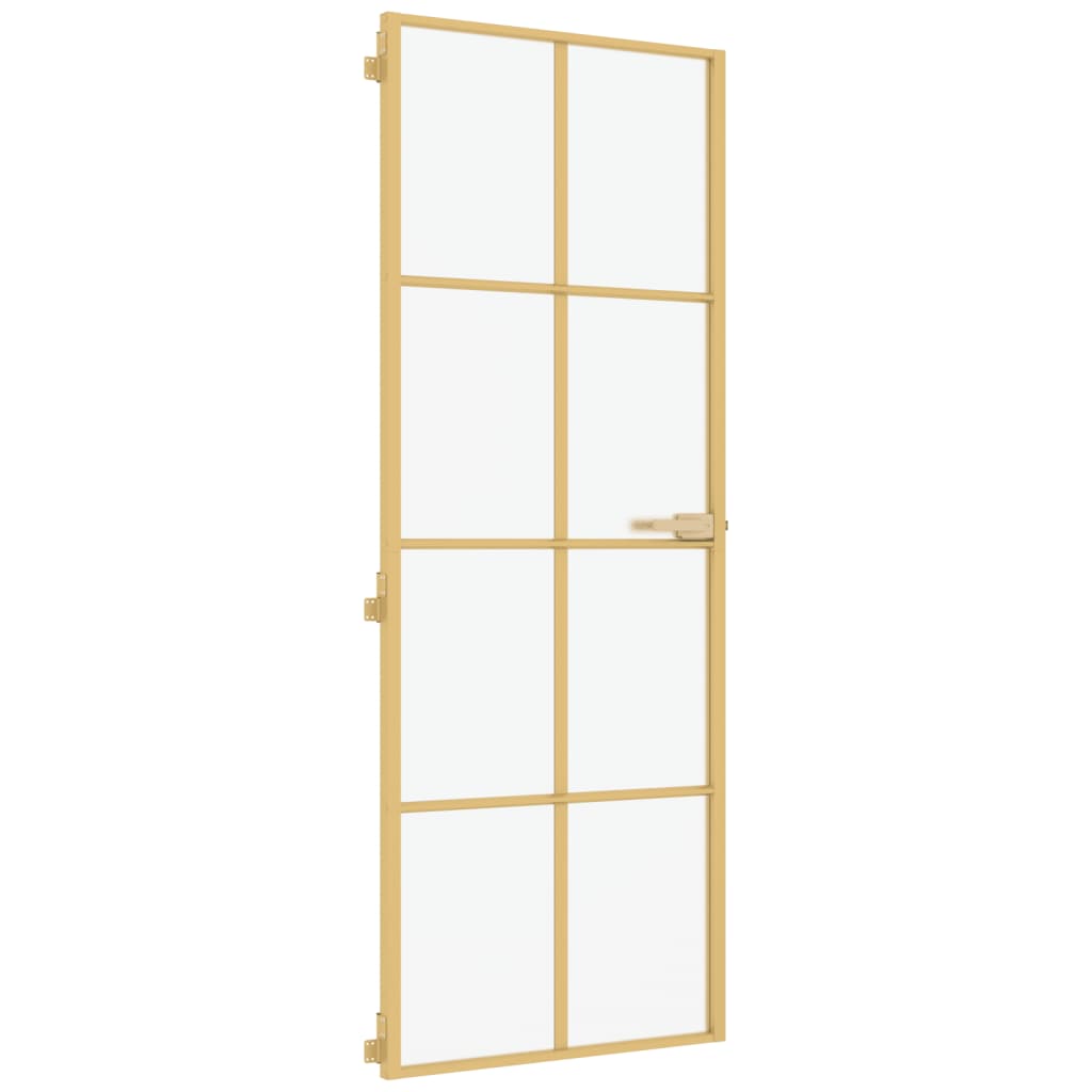 vidaXL Porta Interni Sottile Oro 76x201,5cm Vetro Temperato Alluminio