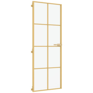 vidaXL Porta Interni Sottile Oro 76x201,5cm Vetro Temperato Alluminio