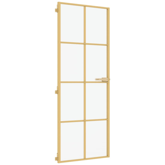 vidaXL Porta Interni Sottile Oro 76x201,5cm Vetro Temperato Alluminio