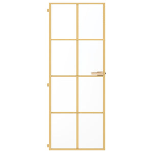 vidaXL Porta Interni Sottile Oro 76x201,5cm Vetro Temperato Alluminio