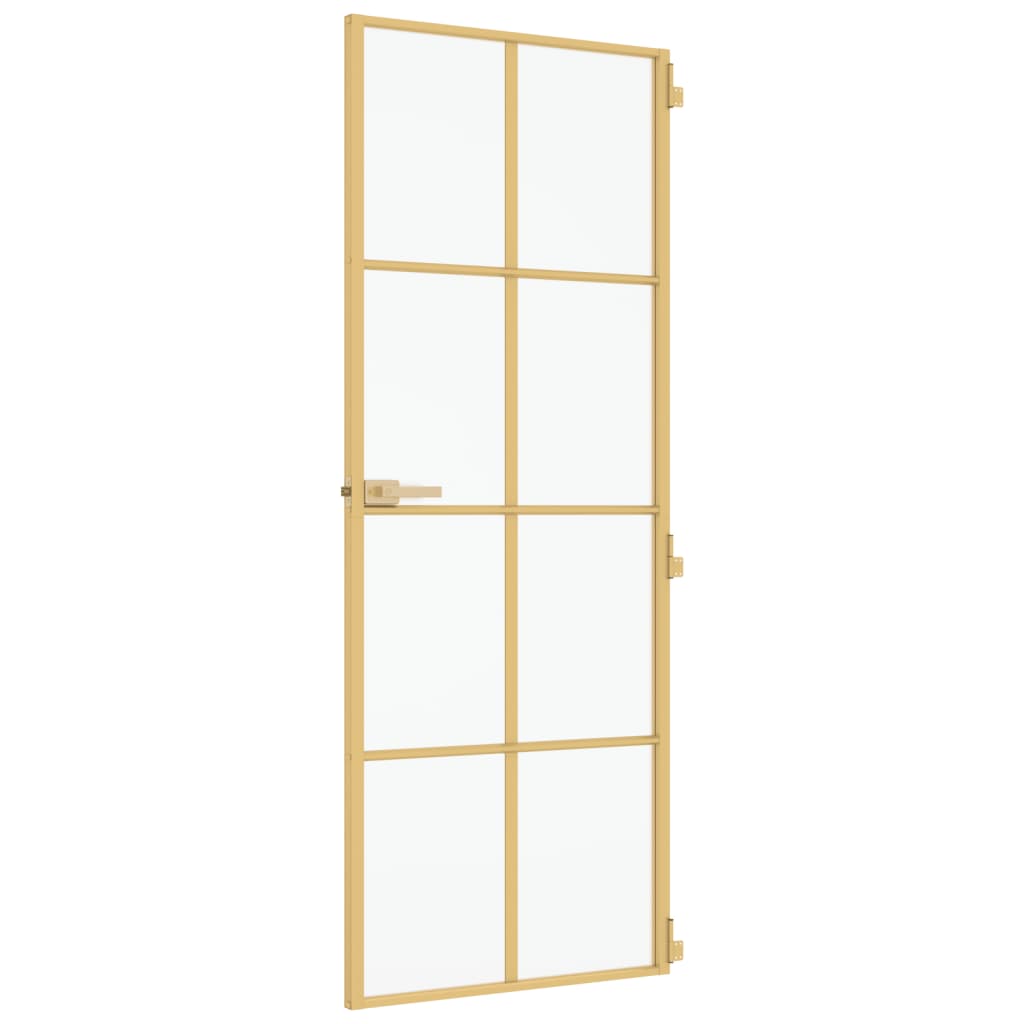 vidaXL Porta Interni Sottile Oro 76x201,5cm Vetro Temperato Alluminio