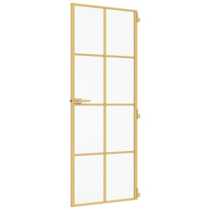 vidaXL Porta Interni Sottile Oro 76x201,5cm Vetro Temperato Alluminio