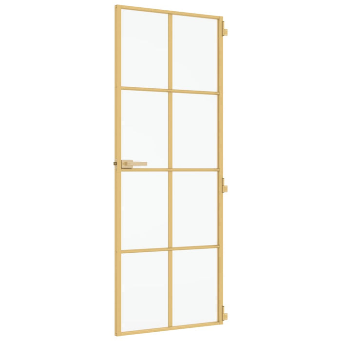 vidaXL Porta Interni Sottile Oro 76x201,5cm Vetro Temperato Alluminio