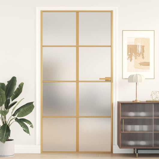 vidaXL Porta Interni Sottile Oro 102,5x201,5 Vetro Temperato Alluminio