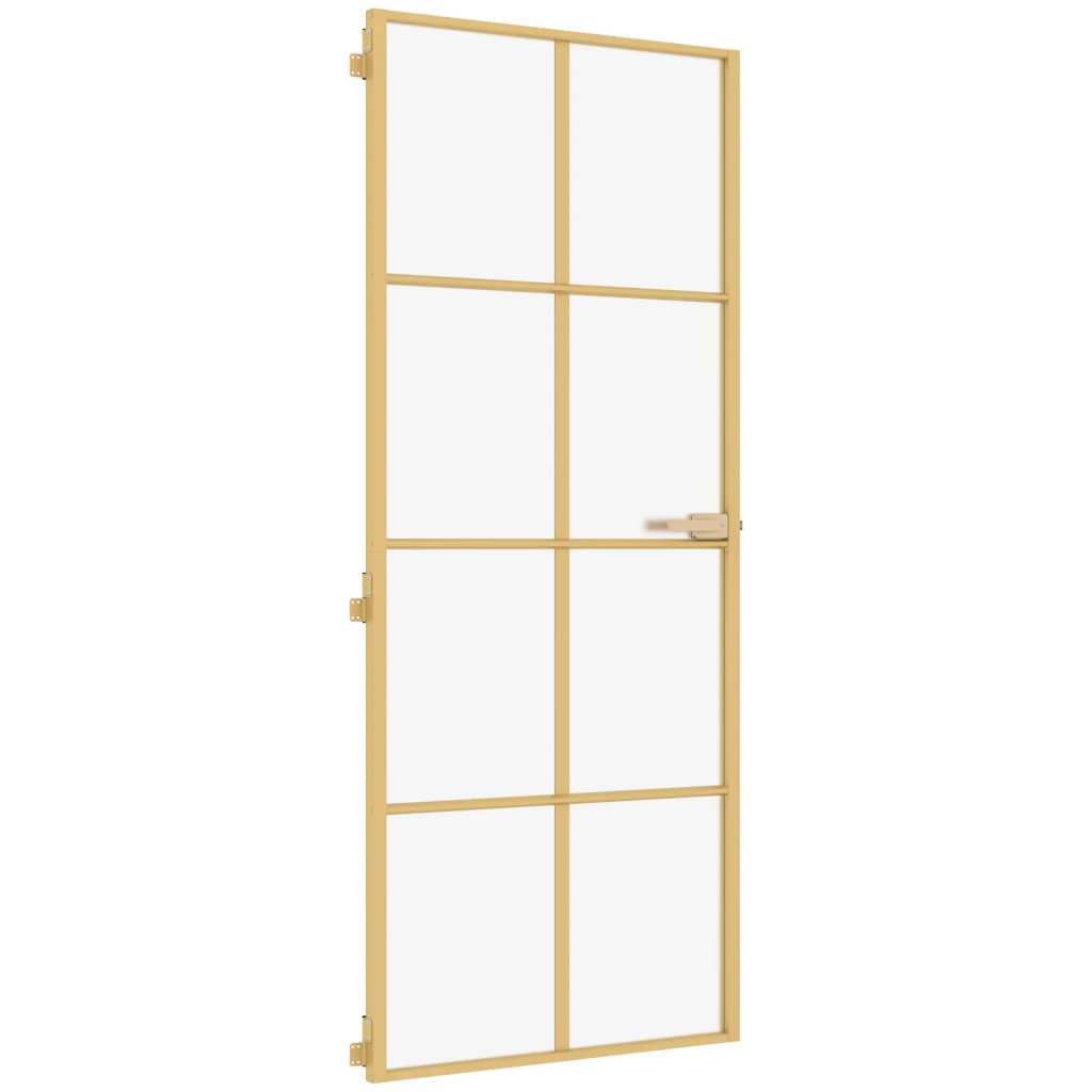 vidaXL Porta Interni Sottile Oro 93x201,5cm Vetro Temperato Alluminio