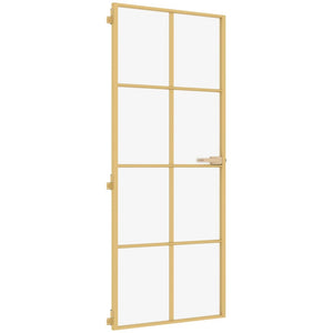 vidaXL Porta Interni Sottile Oro 93x201,5cm Vetro Temperato Alluminio