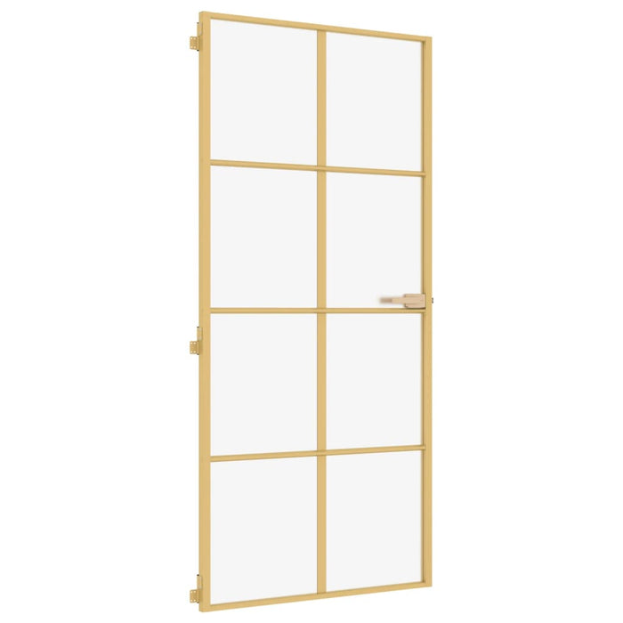 vidaXL Porta Interni Sottile Oro 93x201,5cm Vetro Temperato Alluminio