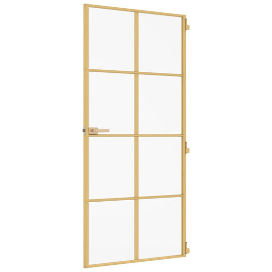 vidaXL Porta Interni Sottile Oro 93x201,5cm Vetro Temperato Alluminio