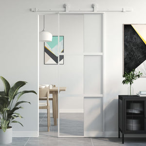 vidaXL Porta Scorrevole Bianca 76x205 cm Vetro Temperato e Alluminio