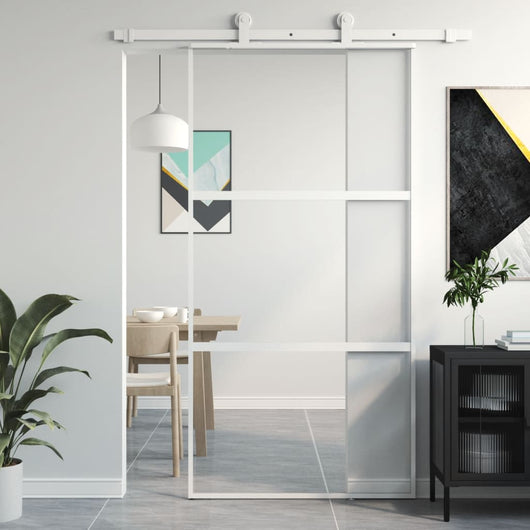 vidaXL Porta Scorrevole Bianca 102,5x205cm Vetro Temperato e Alluminio