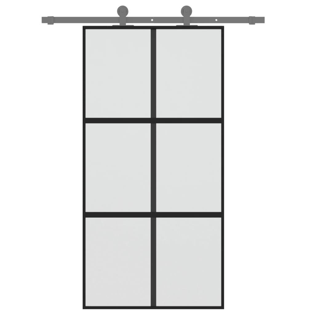 vidaXL Porta Scorrevole Nera 102,5x205 cm Vetro Temperato e Alluminio