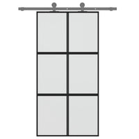 vidaXL Porta Scorrevole Nera 102,5x205 cm Vetro Temperato e Alluminio