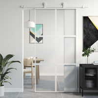 vidaXL Porta Scorrevole Bianca 102,5x205cm Vetro Temperato e Alluminio