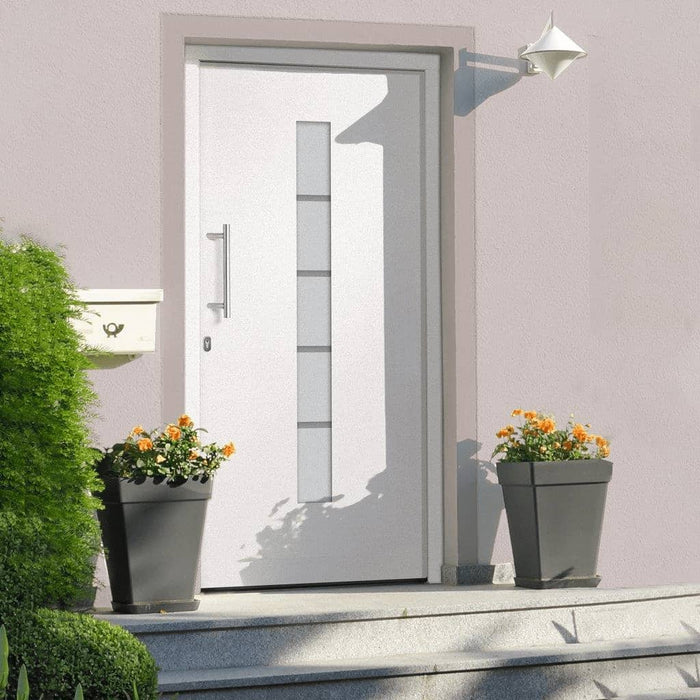 vidaXL Porta d'Ingresso in Alluminio e PVC Bianco 100x200 cm