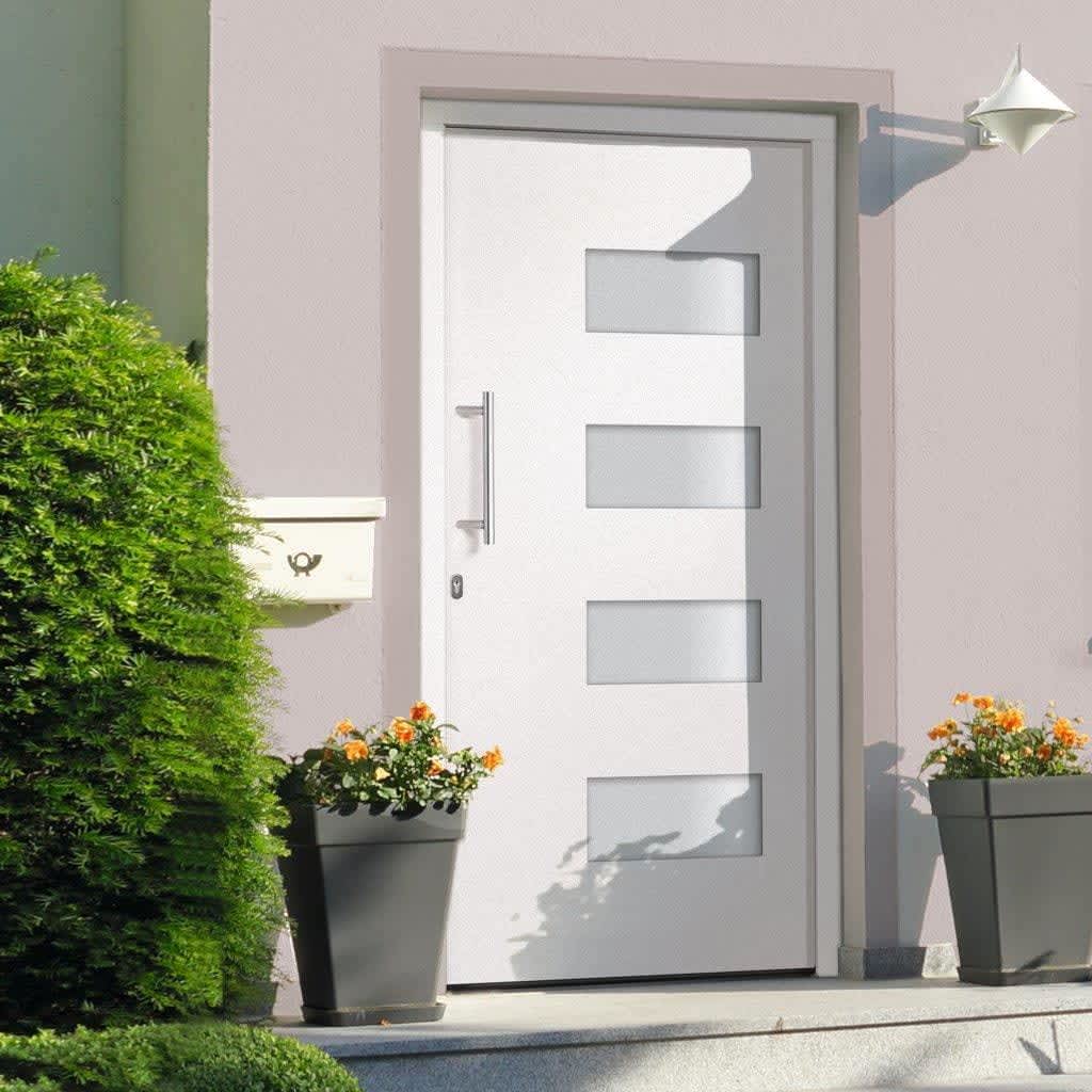 vidaXL Porta d'Ingresso in Alluminio e PVC Bianco 100x210 cm