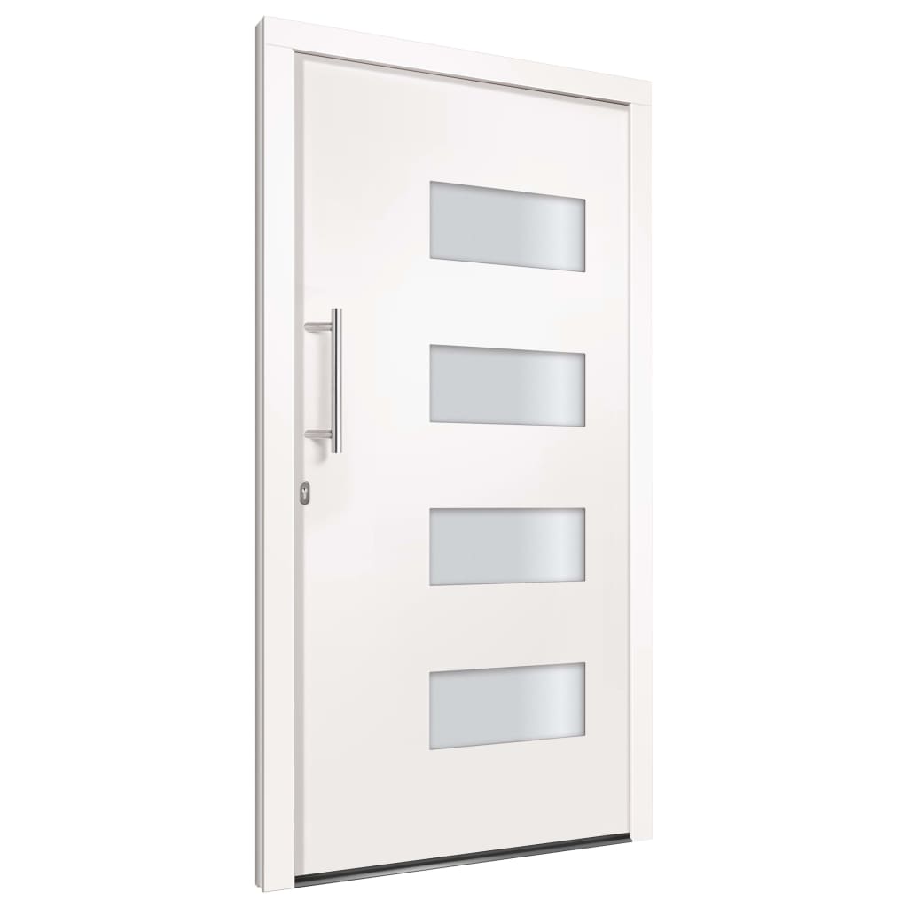 vidaXL Porta d'Ingresso in Alluminio e PVC Bianco 100x210 cm