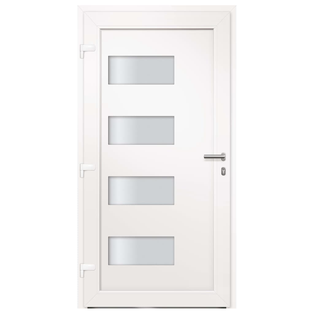 vidaXL Porta d'Ingresso in Alluminio e PVC Bianco 100x210 cm