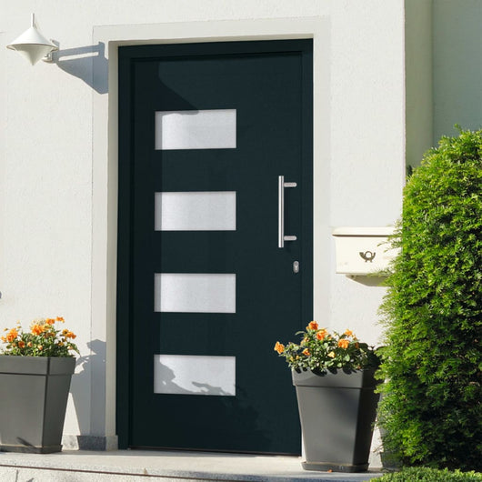 vidaXL Porta d'Ingresso in Alluminio e PVC Antracite 110x210 cm