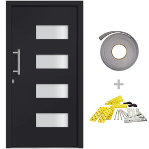 vidaXL Porta d'Ingresso in Alluminio e PVC Antracite 100x210 cm