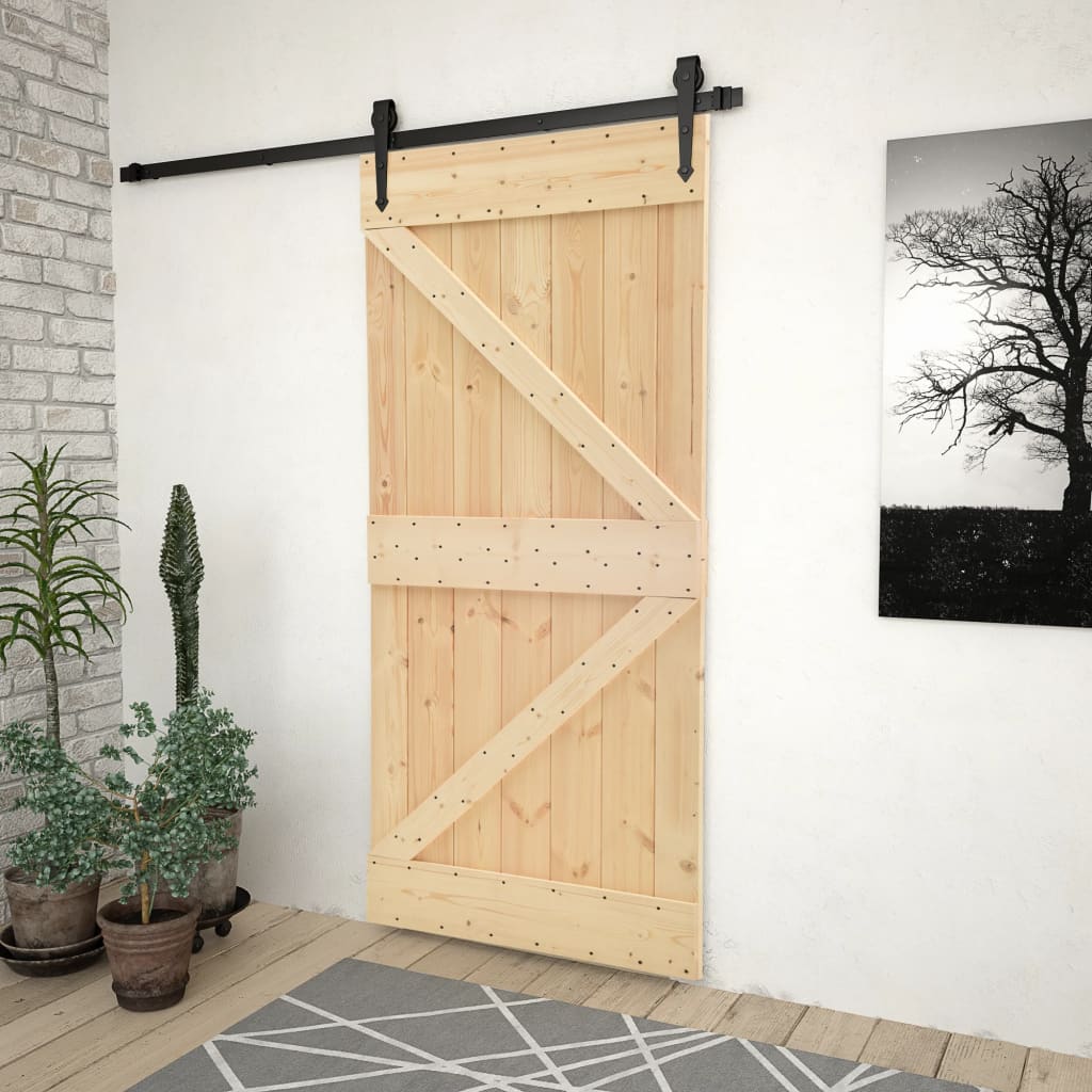 vidaXL Porta Scorrevole con Set Hardware 80x210 cm in Legno di Pino