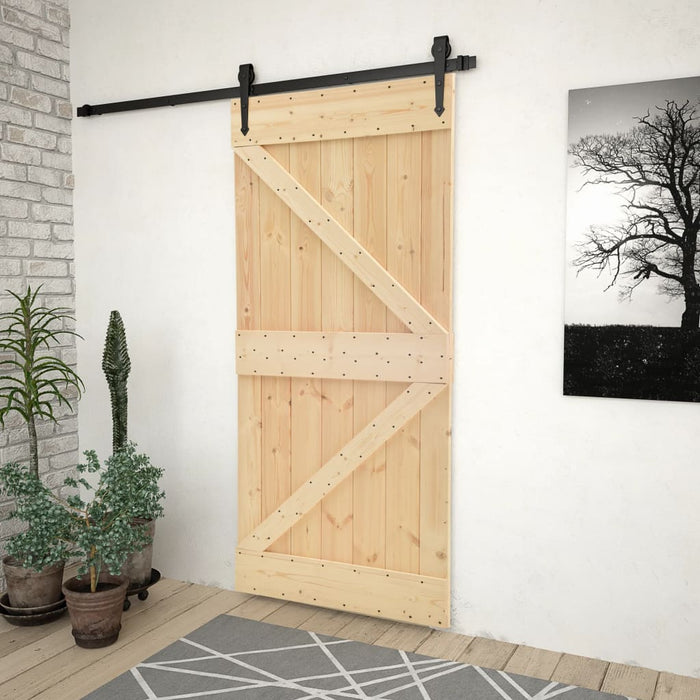 vidaXL Porta Scorrevole con Set Hardware 80x210 cm in Legno di Pino