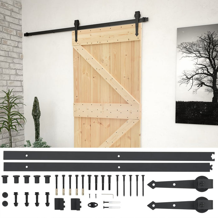 vidaXL Porta Scorrevole con Set Hardware 80x210 cm in Legno di Pino