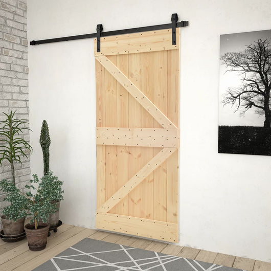 vidaXL Porta Scorrevole con Set Hardware 90x210 cm in Legno di Pino