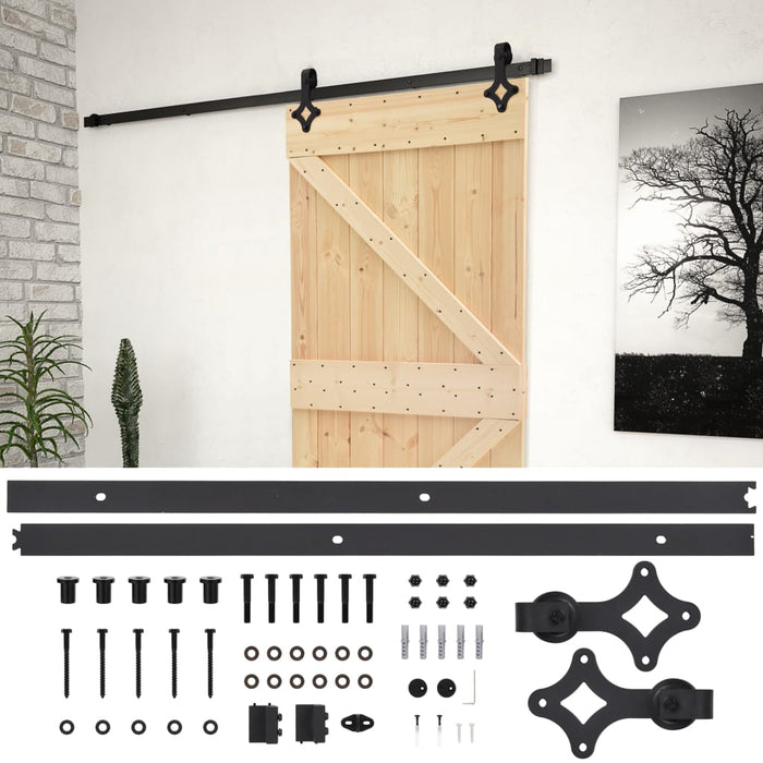 vidaXL Porta Scorrevole con Set Hardware 100x210 cm in Legno di Pino