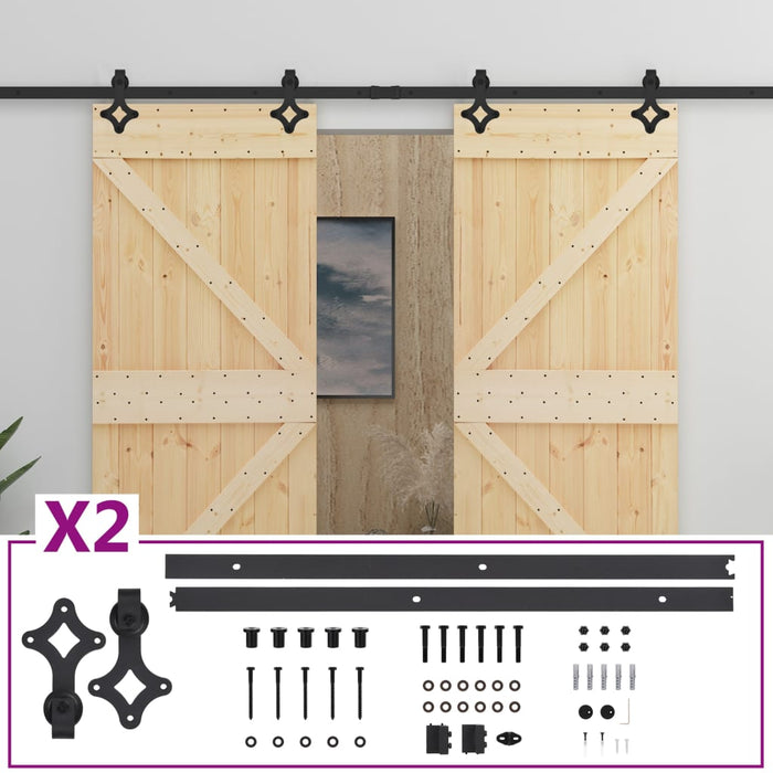 vidaXL Porta Scorrevole con Set Hardware 100x210 cm in Legno di Pino