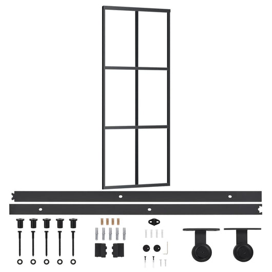 vidaXL Porta Scorrevole con Kit Montaggio Vetro ESG Alluminio 76x205cm