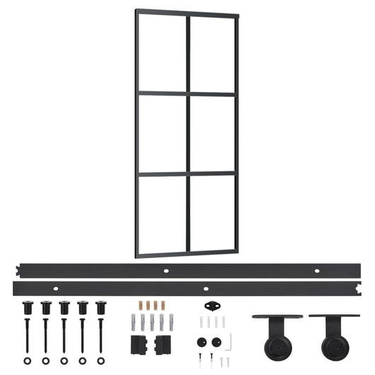 vidaXL Porta Scorrevole con Kit Montaggio Vetro ESG Alluminio 90x205cm