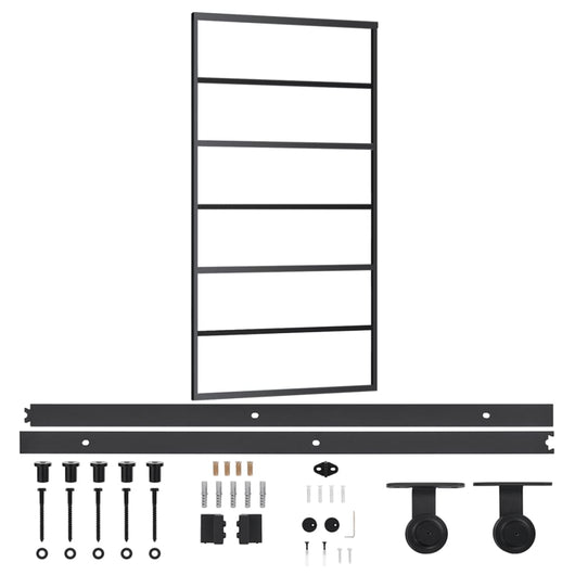 vidaXL Porta Scorrevole e Kit Montaggio Vetro ESG Alluminio 102x205cm