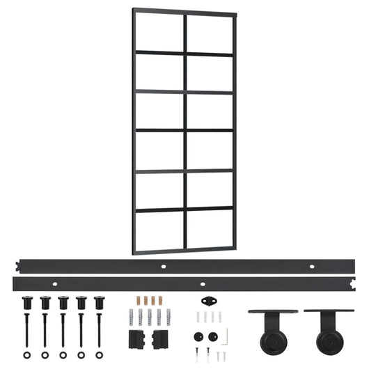 vidaXL Porta Scorrevole con Kit Montaggio Vetro ESG Alluminio 90x205cm