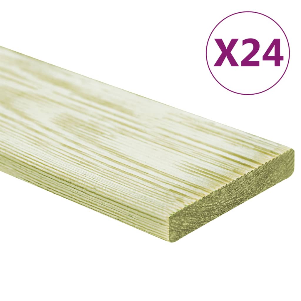 vidaXL Tavole Pavimento 24pz 2,88 m² 1m Legno Massello Pino Impregnato