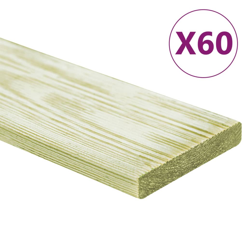 vidaXL Tavole Pavimento 60 pz 7,2 m² 1m Legno Massello Pino Impregnato