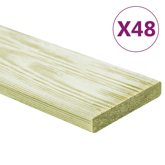 vidaXL Tavole Pavimento 48pz 5,76 m² 1m Legno Massello Pino Impregnato