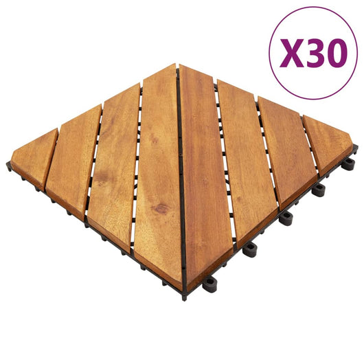 vidaXL Piastrelle Esterni 30 pz Marroni 30x30 cm Legno Massello Acacia