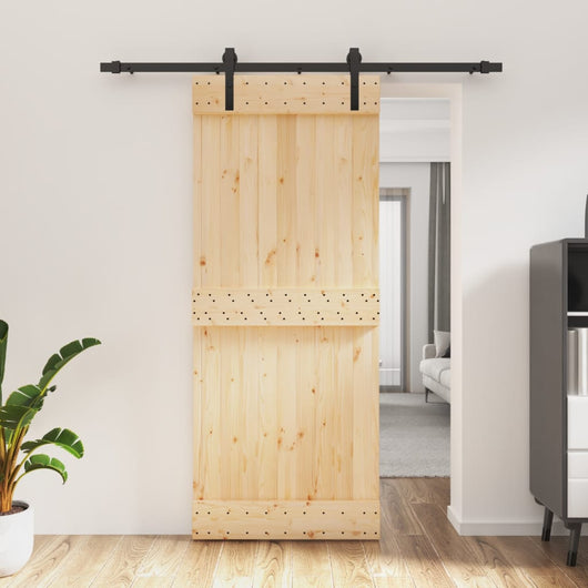 vidaXL Porta Scorrevole con Set Hardware 85x210 cm Legno Massello Pino