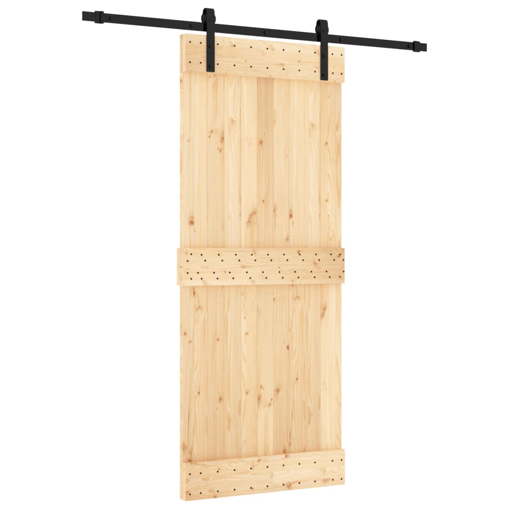 vidaXL Porta Scorrevole con Set Hardware 85x210 cm Legno Massello Pino