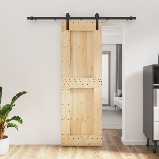 vidaXL Porta Scorrevole con Set Hardware 70x210 cm Legno Massello Pino