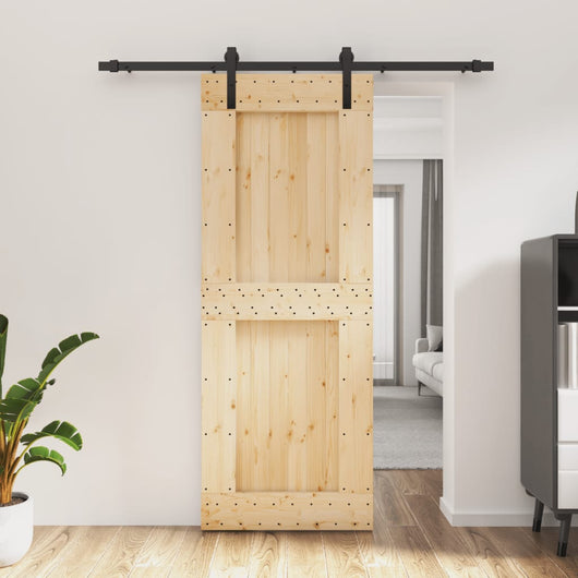 vidaXL Porta Scorrevole con Set Hardware 80x210 cm Legno Massello Pino