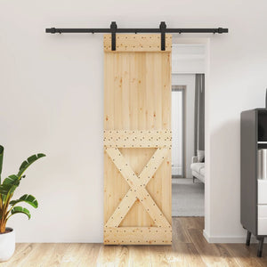 vidaXL Porta Scorrevole con Set Hardware 70x210 cm Legno Massello Pino