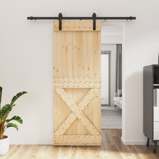 vidaXL Porta Scorrevole con Set Hardware 80x210 cm Legno Massello Pino