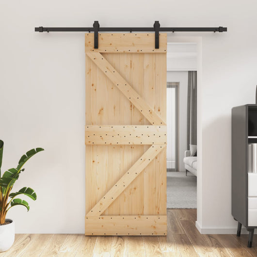 vidaXL Porta Scorrevole con Set Hardware 85x210 cm Legno Massello Pino